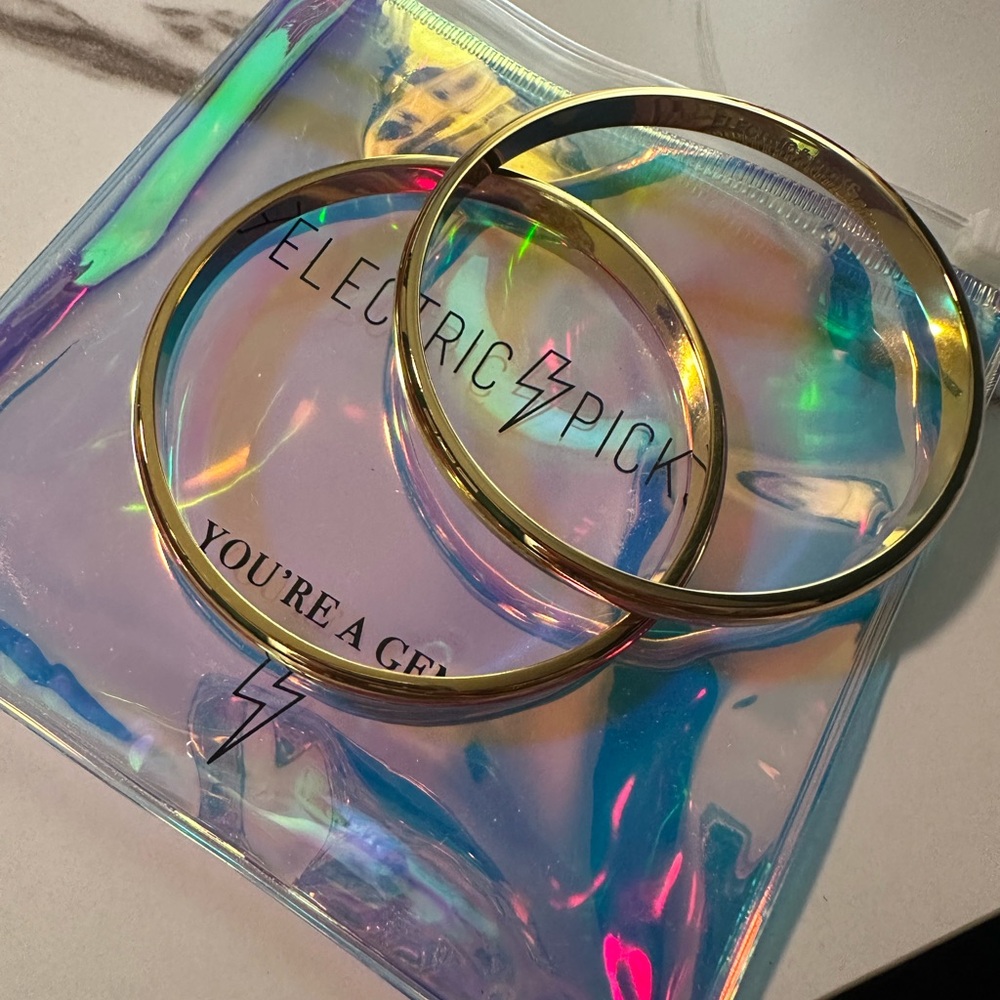 Electric Picks Gold Bangle Set
